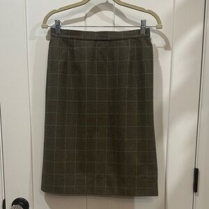 Salvatore Ferragamo Green Check Pencil Skirt